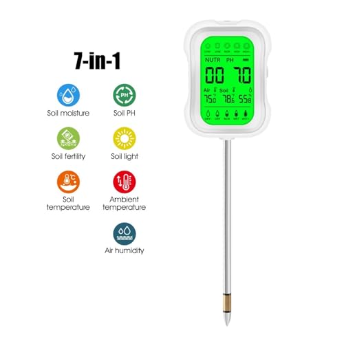 SHEHUALI Bodentester, Boden-pH-Meter, digitaler Bodenfeuchtigkeits-Fruchtbarkeits-Licht-Temperatur-Feuchtigkeitstester, nauer Analysator for Garten, Pflanzen, Rasen(YY-1066L) von SHEHUALI