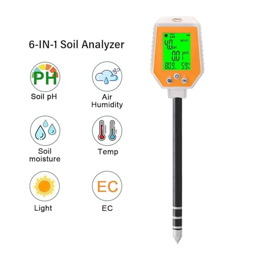 SHEHUALI Bodentester, Boden-pH-Meter, digitaler Bodenfeuchtigkeits-Fruchtbarkeits-Licht-Temperatur-Feuchtigkeitstester, nauer Analysator for Garten, Pflanzen, Rasen(YY-1080-NY) von SHEHUALI