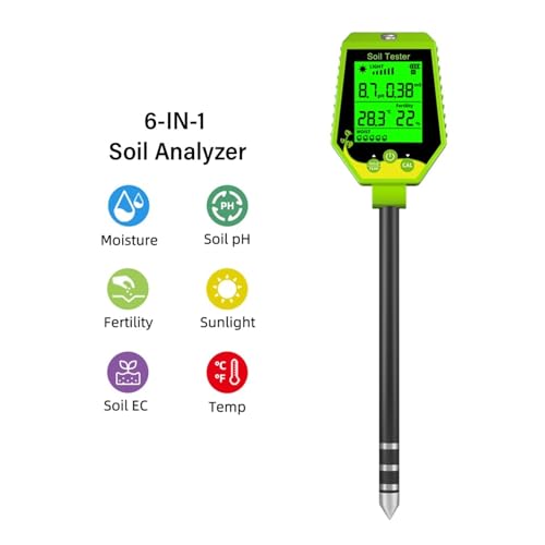 SHEHUALI Bodentester, Boden-pH-Meter, digitaler Bodenfeuchtigkeits-Fruchtbarkeits-Licht-Temperatur-Feuchtigkeitstester, nauer Analysator for Garten, Pflanzen, Rasen(YY-1088G-NY) von SHEHUALI