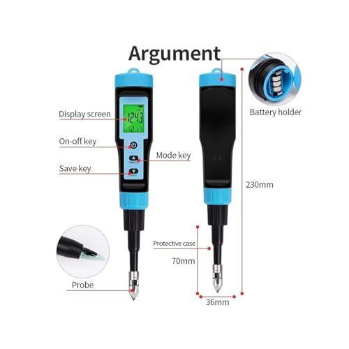 SHEHUALI Bodentester, Digitales Lebensmittel-pH-Meter 0,01, hochpräziser Sensor, Temperatur-Säuretester, 0-14 pH-Erkennungsstift for Lebensmittel, Obst, Käse, Fleisch, Konserven(YY-1030 Pro) von SHEHUALI