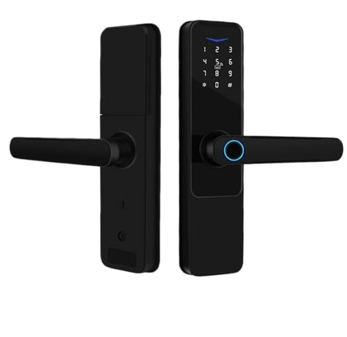 SHEHUALI Intelligentes Türschloss mit Griff, schlüsselloses Türschloss for Haustür, WLAN-Schloss, Smart Life, kostenlose App-Fernbedienung, Tür 35–120 mm(22 x200(5050)) von SHEHUALI