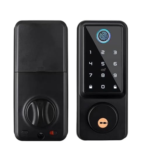 SHEHUALI Smart Lock Fingerabdruck Biometrie APP Fernbedienung Passwort Karte Automatisches Riegel-Elektronikschloss(Noir) von SHEHUALI