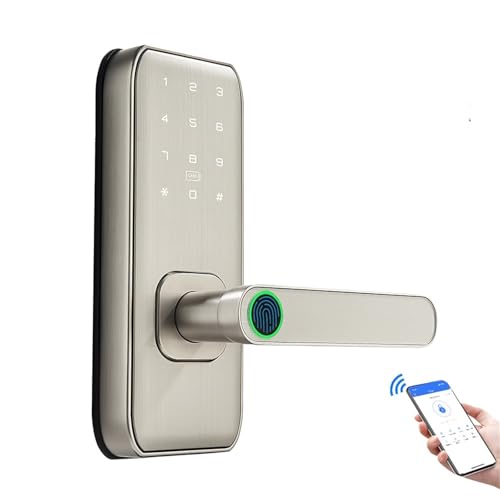 SHEHUALI TTLock APP Smart Fingerabdruck-Passwort RFID-Karte US Deadbolt Latch Lock(Nickel) von SHEHUALI