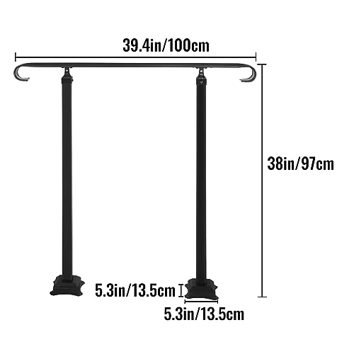 Schmiedeeiserner Handlauf, passend for 1 oder 3 Stufen, Außentreppengeländer, verstellbarer Handlauf for die Veranda, Übergangshandläufe(100cm Length) von SHEHUALI