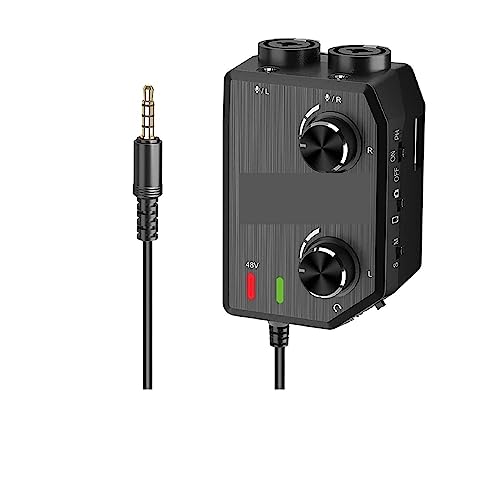 Soundkarten-Kit, 2-Kanal-Mikrofon-Audiomixer-Vorverstärker mit Phantomspeisung, Gitarren-Audio-Interface-Mikrofon for Kamera von SHEHUALI