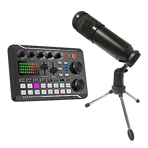Soundkarten-Kit, Multifunktionale Tuning Soundkarte Mikrofon Mixer Kit Audio Aufnahme Mixer Audio Mischpult Verstärker for Telefon PC(with Microphone) von SHEHUALI