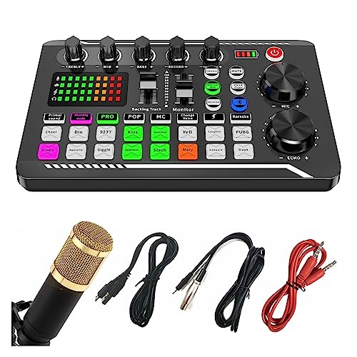 Soundkarten-Kit, Podcast-Mikrofon-Soundkarten-Kit, professionelles Studio-Kondensatormikrofon und F998 Live-Sound-Mixer for Livestreaming-Podcasting-Aufnahmen von SHEHUALI