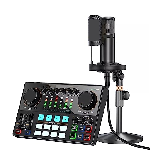 Soundkarten-Kit, Schnittstelle for Podcast-Geräte, Studio-Soundkarte mit XLR-Kondensatormikrofon for die Aufnahme von Streaming von SHEHUALI