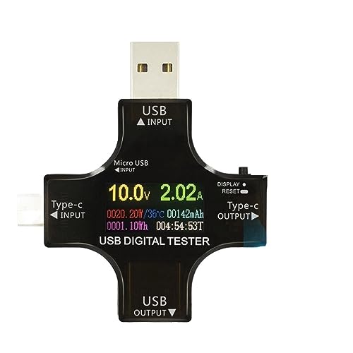 Voltmeter, 6,5 A USB Tester DC Typ-C PD Digital Voltmeter Ampere Spannung Strom Monitor Amperemeter Detektor Power Bank Ladegerät kapazität Meter(Dual Interface) von SHEHUALI