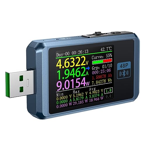 Voltmeter, FNB48P USB-Stromspannungstester PD-Trigger QC4.0 + PD3.0 2.0 TYPE-C Schnellladungserkennung Kapazitätstest 1,77 Zoll(Without bluetooth) von SHEHUALI