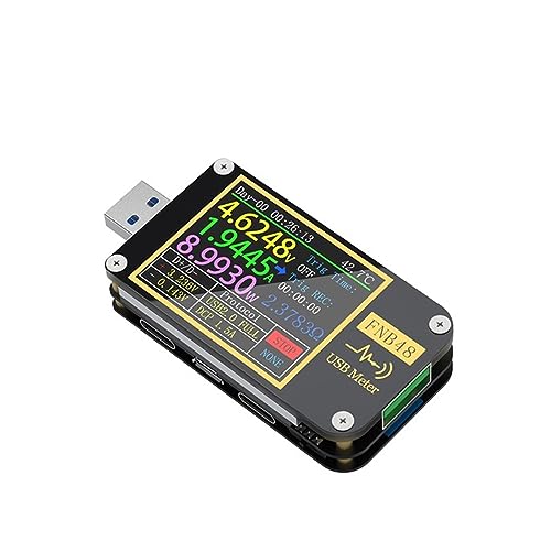 Voltmeter, Typ-C PD Trigger USB-C Voltmeter Amperemeter Schnellladeprotokoll Test Typ-C Messgerät Power Bank Tester mit PC-Software(FNB48SWO Bluetooth) von SHEHUALI