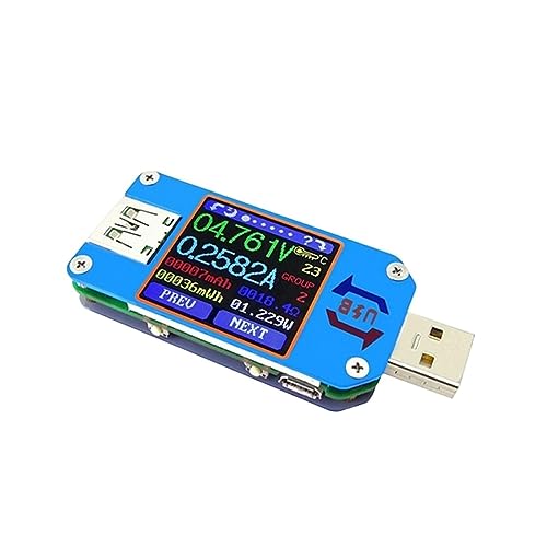 Voltmeter, UM25 UM25C Spannungsprüfer USB 2.0 Messgerät Typ-C Strom USB Leistungsmesser 1,44 Zoll Farb-LCD-Multimeter Spannungsmesser(UM25C) von SHEHUALI