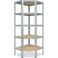 HOME Eckregal 180x70x45cm in verzinkt mit 5 Böden von SHELFPLAZA