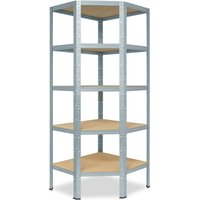 shelfplaza® HOME Eckregal 180x70x45cm in verzinkt mit 5 Böden von SHELFPLAZA