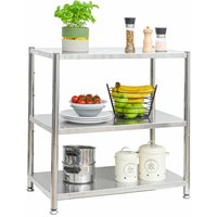 3 Level Stainless Steel Shelf - 120kg Shelving Unit 74x41x77 Metal Storage Rack - silber von SHELFR