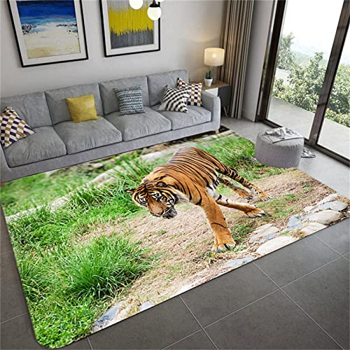 SHELOG 3D-Druck Tier Tiger Bereich Teppich Fußmatte Badezimmer Anti-Rutsch-Matte Wohnzimmer Schlafzimmer Dekoration Tür Boden Teppich von SHELOG