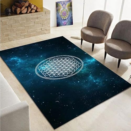 SHELOG 3D-Galaxie-Blume des Lebens Teppich Badezimmer Küche Eingang Teppich Schlafzimmer Wohnzimmer Dekoration Bereich Teppich Fußmatte von SHELOG