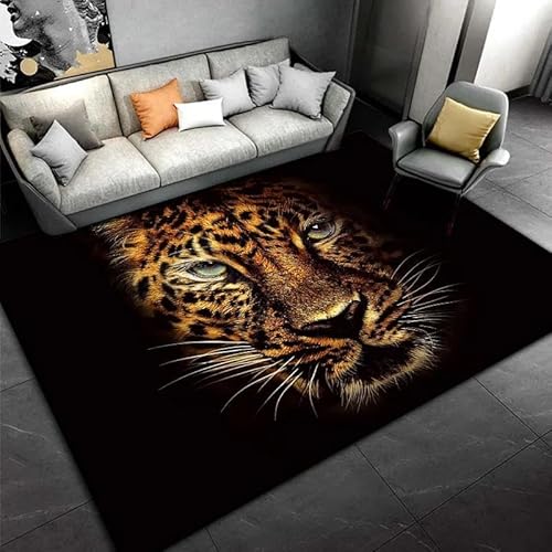 SHELOG 3D-Teppich mit Tierdruck, Leopardenmuster, moderner Kunstteppich, Wohnzimmer, Küche, Schlafzimmer, Badezimmer, Rutschfester Teppich von SHELOG