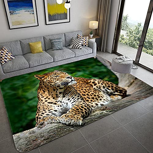SHELOG 3D wildes Tier Leopard Bereich Teppich Fußmatte Badezimmer Anti-Rutsch-Matte Wohnzimmer Schlafzimmer Dekoration Tür Boden Teppich von SHELOG