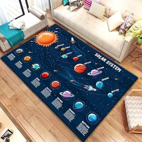 SHELOG Acht Planeten im Sonnensystem Teppich Küche Badezimmer Wohnzimmer Schlafzimmer Nachttisch Teppich Rutschfester Teppich Heimdekoration von SHELOG