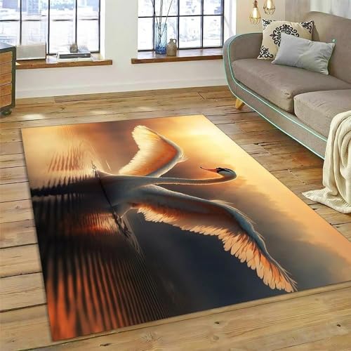 SHELOG Ausbreitende Flügel Schwan rechteckiger Teppich modernes Zuhause Wohnzimmer Boden Schlafzimmer Teppich Kunst Poster Matte von SHELOG