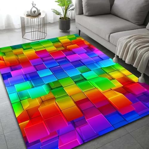 SHELOG Bunte geometrische Mosaik Anti-Rutsch-Fußmatte Teppich Schlafzimmer Teppich dekorative Treppenmatte Home dekorative Kunst Teppich von SHELOG
