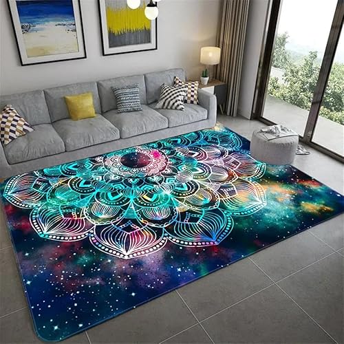 SHELOG Bunter Stern-Mandala-Teppich, rechteckiger Teppich, Wohnzimmer-Schlafzimmer-Dekoration, Flanell-Yoga-Teppich, Fußmatte von SHELOG