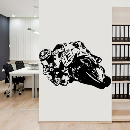 SHELOG Cooler Motorrad-Wandaufkleber aus Vinyl, Motorrad-Rennfahrer, Motorradfahrer, Wandaufkleber für Zuhause, Kinderzimmer, Schlafzimmer, Wohnzimmer, Dekoration von SHELOG