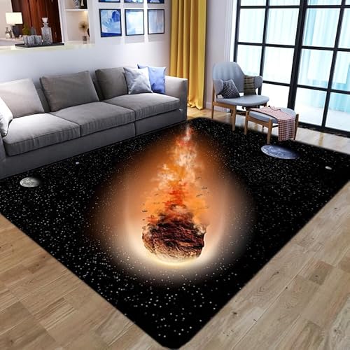 SHELOG Galaxy Falling Meteorite Teppich, Kinderzimmer, Wohnzimmer, Spielzimmer, dekorative Bodenmatte, Küche, Badezimmer, Rutschfester Teppich von SHELOG