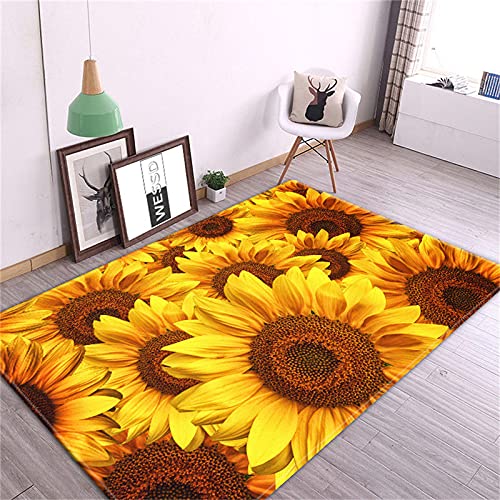 SHELOG Gelbe Sonnenblume Blume Anti-Rutsch-Fußmatte Teppich Schlafzimmer Teppich dekorative Treppenmatte Home dekorative Kunst Teppich von SHELOG