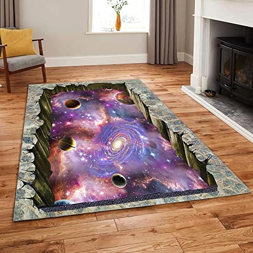 SHELOG Illusion Galaxy Planet Teppich Wohnzimmer Couchtisch Schlafzimmer Bereich Bodenmatte Zimmer Nachttisch Teppich Küche Badezimmer Türmatte von SHELOG
