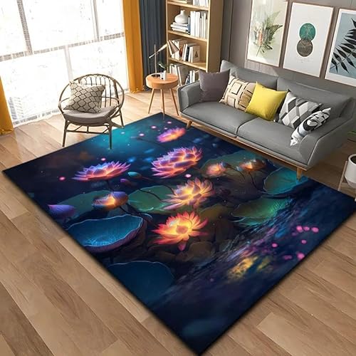 SHELOG Illusion Schöner Lotus-Teppich, Wohnzimmer-Schlafzimmer-Teppich, Jungen- und Mädchenzimmer, weiche Spiel-Bodenmatte, Badezimmerteppich von SHELOG