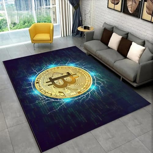 SHELOG Lightning Bitcoin Teppich, Schlafzimmer, Wohnzimmer, Dekoration, Fußmatte, weich, für Küche, rutschfest, Flur, Bodenbereich von SHELOG