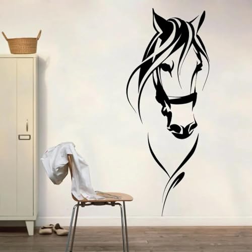 SHELOG Pferdekopf-Silhouette-Wandaufkleber, Reiten, Reitsport, Wandaufkleber, Schlafzimmer, Wohnzimmer, Kinderzimmer, Vinyl-Kunstaufkleber, Heim-/Wohnzimmer-Dekoration SHELOG Pferdekopf-Silhouette-Wandaufkleber, Reiten, Reitsport, Wandaufkleber, Schlafzimmer, Wohnzimmer, Kinderzimmer, Vinyl-Kunstaufkleber, Heim-/Wohnzimmer-Dekoration von SHELOG