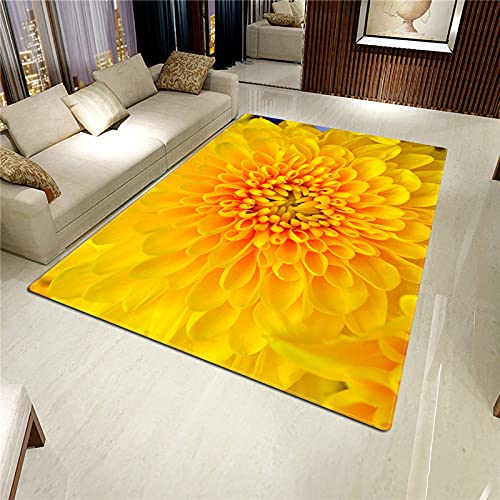 SHELOG Pflanze Chrysantheme gelb Teppich Schlafzimmer Wohnzimmer Dekoration Fußmatte weiche Küche Anti-Rutsch-Flur Boden Bereich Teppich von SHELOG