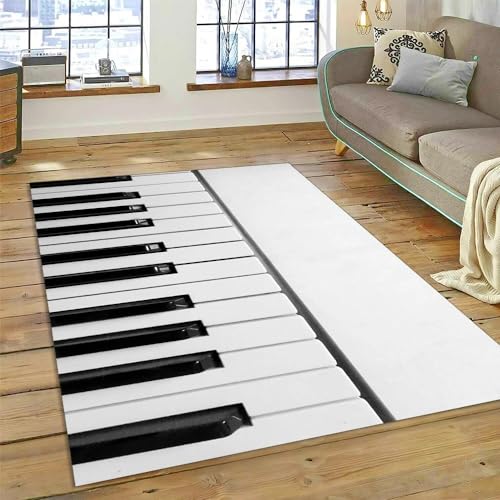 SHELOG Schwarz-weiße Klaviertasten Bereich Teppich Fußmatte Badezimmer Anti-Rutsch-Matte Wohnzimmer Schlafzimmer Dekoration Tür Boden Teppich von SHELOG