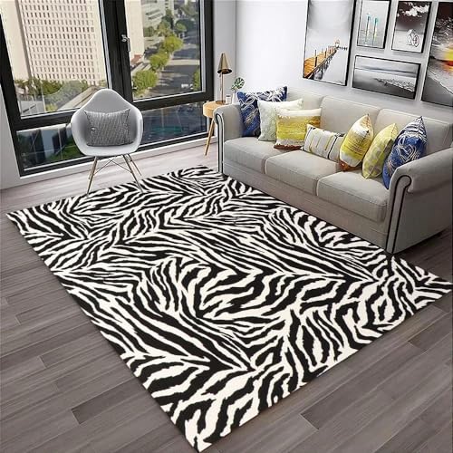 SHELOG Schwarz-weißer Zebra-Druck-Teppich, Wohnzimmer-Schlafzimmer-Teppich, Jungen- und Mädchenzimmer, weiches Spiel, Bodenmatte, Badezimmerteppich von SHELOG