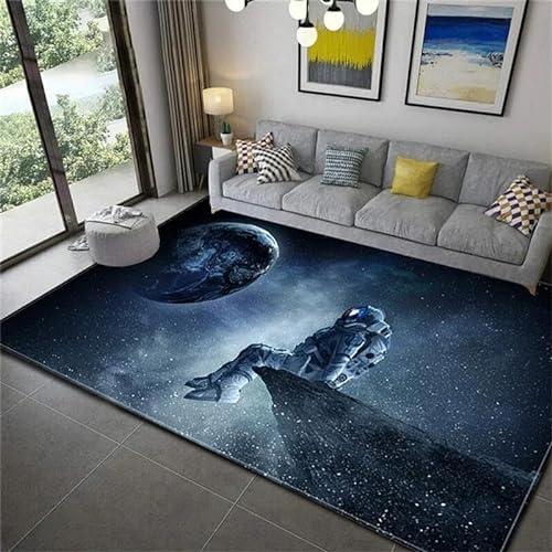 SHELOG Space Galaxy Astronaut Großer Teppich, Spielzimmer-Teppich, geeignet für Zuhause, Wohnzimmer, Schlafzimmer, Schlafsaal, Fußmatte, rutschfeste Bodenmatte von SHELOG