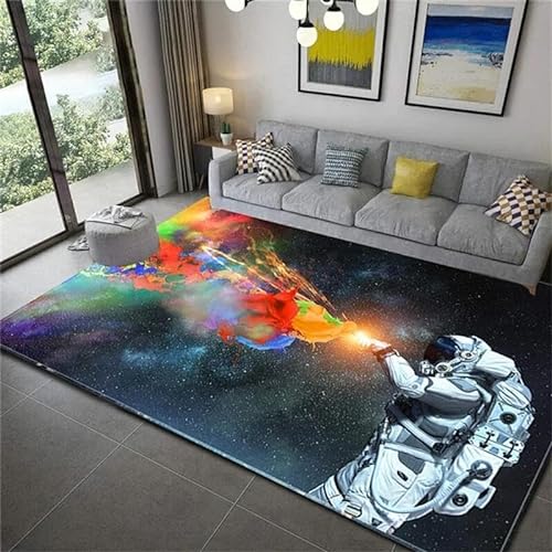 SHELOG Space Galaxy Astronaut Rechteckiger Teppich Modernes Zuhause Wohnzimmer Boden Schlafzimmer Teppich Kunst Poster Matte von SHELOG