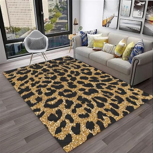 SHELOG Teppich mit Leoparden-Tiermuster, moderner Kunstteppich, Wohnzimmer, Küche, Schlafzimmer, Badezimmer, Rutschfester Teppich von SHELOG