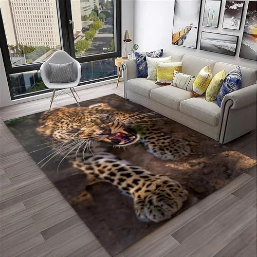 SHELOG Teppich mit Raubtier-Tier-Leopardenmuster, Küche, Wohnzimmer, Nachttisch, Nachttisch, Rutschfester Teppich, Heimdekoration, Bereich Teppich von SHELOG