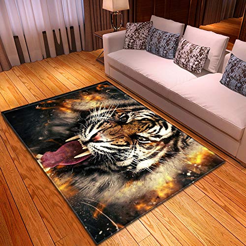 SHELOG Wilder Tiertiger, großer Teppich, Spielzimmerteppich, geeignet für Zuhause, Wohnzimmer, Schlafzimmer, Schlafsaal, Fußmatte, rutschfeste Bodenmatte von SHELOG