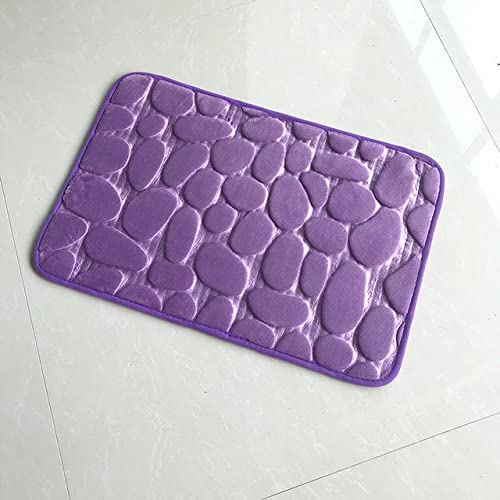 SHENGANG Cobblestone Geprägte Badezimmer Badematte rutschfeste Teppiche Becken Badewanne Seitenboden Teppich Duschraum Fußmatte Memory Foam Pad,Lila,40cmx60cm von SHENGANG