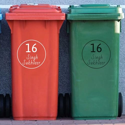 3 Stück Personalisierte Recycling-Tonnenetiketten, Benutzerdefinierte Vinyl-Aufkleber For Mülltonnen, Mülltonnenaufkleber, Hauskennungsziffern, Wasserfeste Und Wetterfeste Vinyl-Aufkleber(20cm) von SHENGBEIDZ
