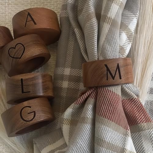 Handgefertigte, Personalisierte Serviettenringe Aus Holz, Serviettenring-Set Mit Individueller Namensgravur For Heimdekoration, Hochzeit, Geburtstag, For Dinnerpartys Und Geschenke(24pcs) von SHENGBEIDZ