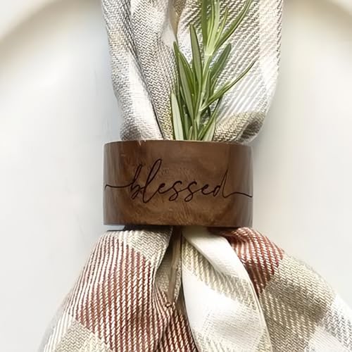 Individuelle Serviettenringe Aus Holz Mit Gravur, Personalisierter Runder Serviettenring For Dinnerpartys, Rustikale Tischdekoration For Hochzeit, Essenshalter For Den Täglichen Gebrauch(1pcs) von SHENGBEIDZ