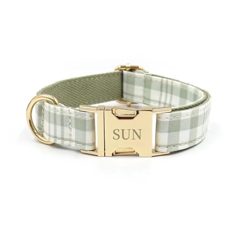 Personalisierte Hundehalsband Mit Metallschnalle, Benutzerdefinierte Für Mädchen Jungen Hund Eingraviert Name/Telefon Einstellbar Haustier Halsband Für Kleine Mittlere Große Hunde(Grid style) von SHENGBEIDZ