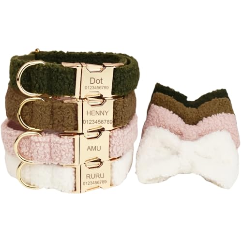 Personalisierte Hundehalsband Mit Metallschnalle, Benutzerdefinierte Für Mädchen Jungen Hund Eingraviert Name/Telefon Einstellbar Haustier Halsband Für Kleine Mittlere Große Hunde(Wool style) von SHENGBEIDZ