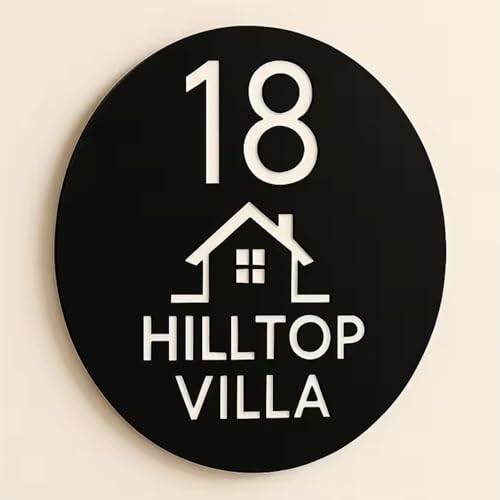 Personalisierte Moderne Hausnummern Für Den Außenbereich, Individuelle Adressplakette Aus Acryl Mit Straßennamen, Einzugsgeschenk, Türschild Für Garten, Hof Und Haus(Black-White) von SHENGBEIDZ