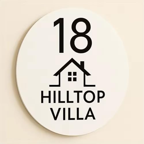 Personalisierte Moderne Hausnummern Für Den Außenbereich, Individuelle Adressplakette Aus Acryl Mit Straßennamen, Einzugsgeschenk, Türschild Für Garten, Hof Und Haus(White-Black) von SHENGBEIDZ